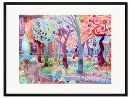 Gerahmter Kunstdruck Das Sonnenlicht zwischen den Bäumen