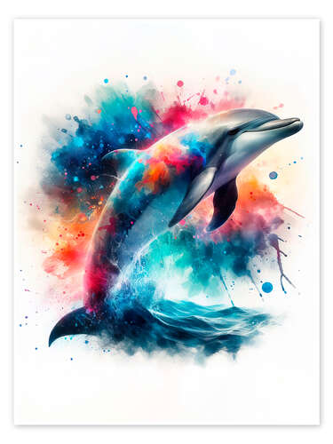 Poster Delfin in Aquarell