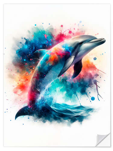 Sisustustarra Dolphin in Watercolor