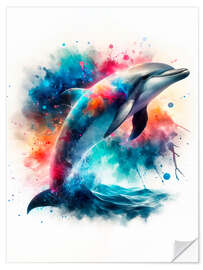 Vinilo para la pared Dolphin in Watercolor