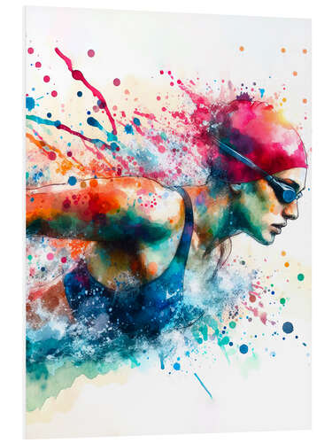 Quadro em PVC Swimmer in Watercolor