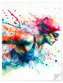 Vinilo para la pared Swimmer in Watercolor