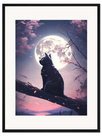 Gerahmter Kunstdruck Mondkätzchen