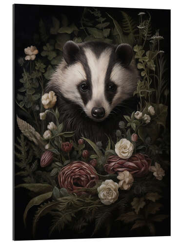 Gallery print Badger in Flower Forest