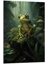 Tableau en aluminium Tree Frog in Flower Forest