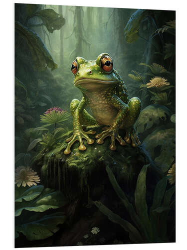 Foam board print Tree Frog in Flower Forest