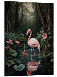 Foam board print Pink Flamingo in The Jungle