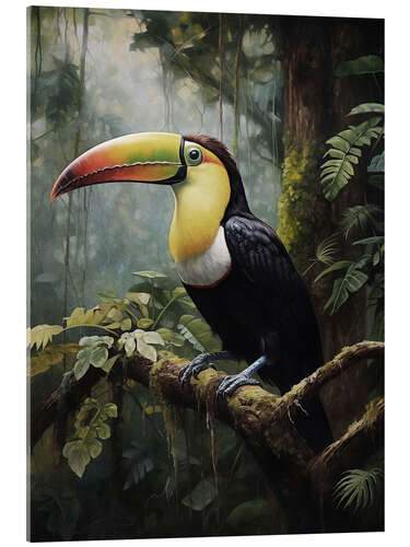 Quadro em acrílico Toucan in Deep Forest