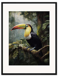 Gerahmter Kunstdruck Tukan im tiefen Urwald