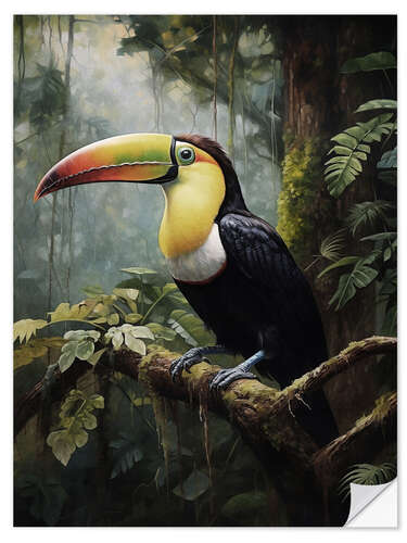 Vinilo para la pared Toucan in Deep Forest