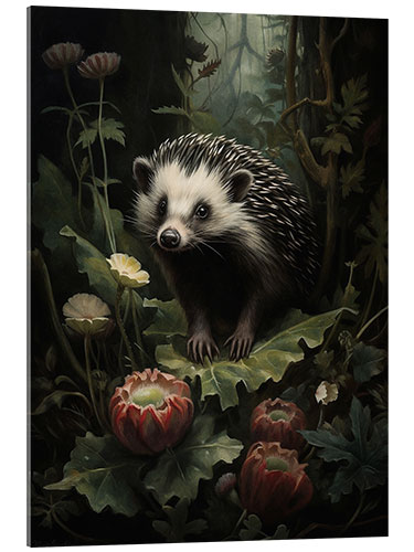 Acrylic print Hedgehog in Dark Forest