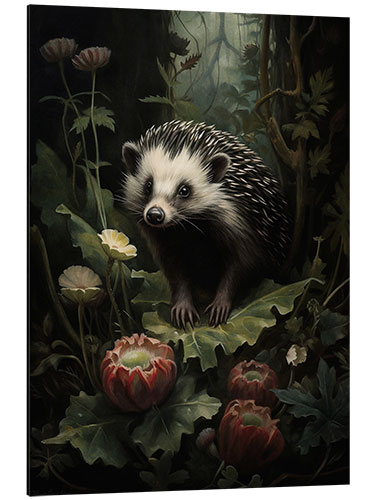 Aluminiumtavla Hedgehog in Dark Forest