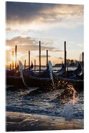 Acrylic print Gondolas at sunrise, Venice, Italy