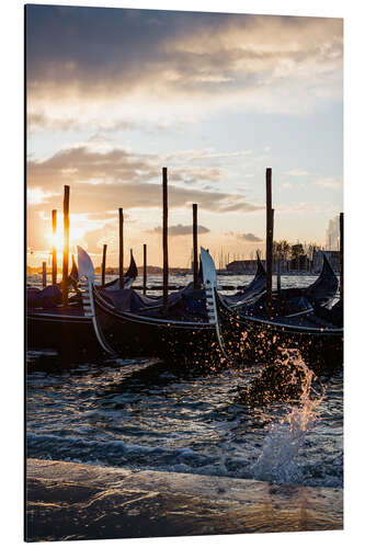 Aluminium print Gondolas at sunrise, Venice, Italy