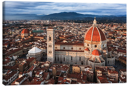 Canvas print Aerial view of the Duomo at sunset, Florence, Italy