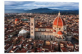 Tableau en PVC Aerial view of the Duomo at sunset, Florence, Italy