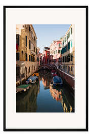 Gerahmter Kunstdruck Bunte Häuser am Kanal, Venedig, Italien