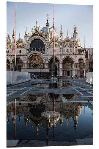 Akrylbilde Cathedral reflected into water, Venice, Italy