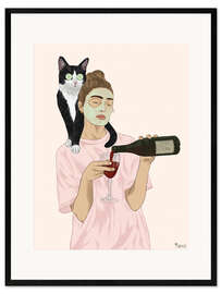 Gerahmter Kunstdruck Katzenmama