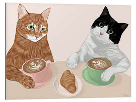 Magnettafel Zwei Katzen beim Frühstück