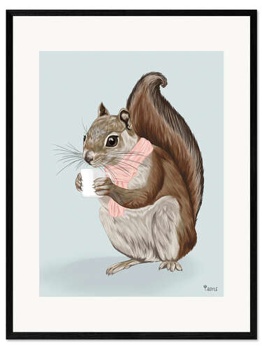 Kehystetty taidepainatus Teatime with Squirrel