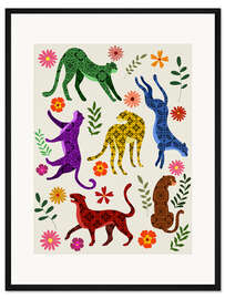 Gerahmter Kunstdruck Bunte Geparden