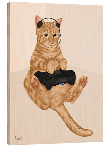 Wood print Gaming cat