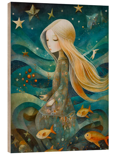 Cuadro de madera Blonde mermaid