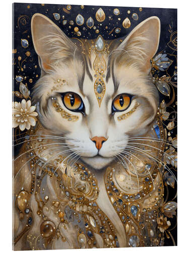 Acrylglas print Cat and crystal I