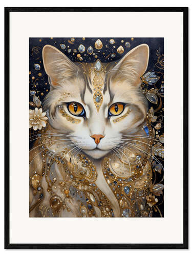 Gerahmter Kunstdruck Katze und Kristall I