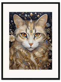Inramat konsttryck Cat and crystal I