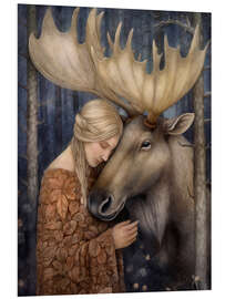 Foam board print Friendship in the Forest: The Girl and the Moose