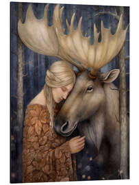 Magnettafel Freundschaft im Wald: Das Mädchen und der Elch