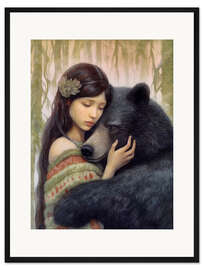 Gerahmter Kunstdruck Das Mädchen und der Braunbär