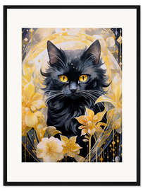 Gerahmter Kunstdruck Katze und Kristall II