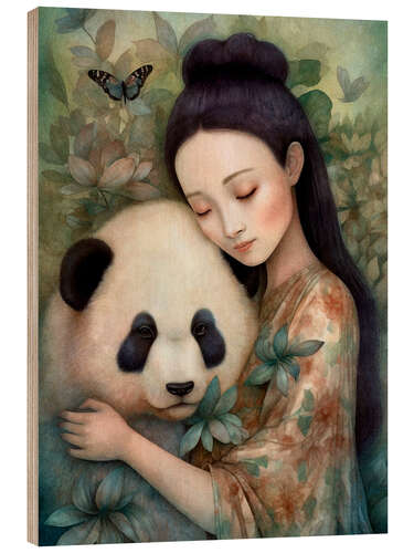 Quadro de madeira Panda love