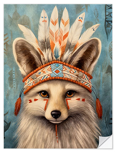 Selvklebende plakat Boho Native Fox