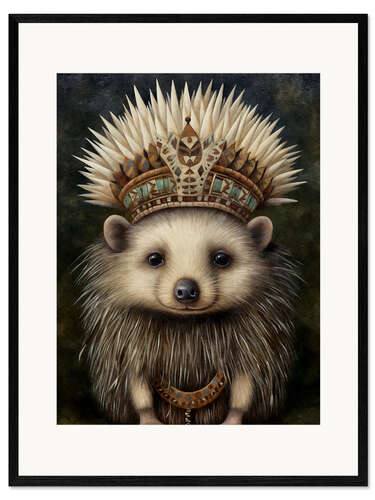 Gerahmter Kunstdruck Boho Native Hedgehog