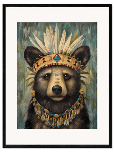 Plakat artystyczny premium w ramie Boho Native Bear