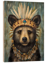 Holzbild Boho Native Bear