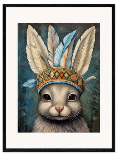 Gerahmter Kunstdruck Boho Native Rabbit
