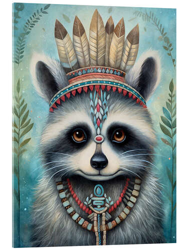 Akrylbillede Boho Native Raccoon