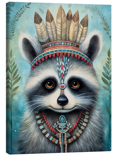 Leinwandbild Boho Native Raccoon