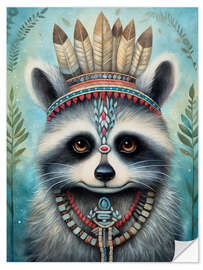 Wall sticker Boho Native Raccoon