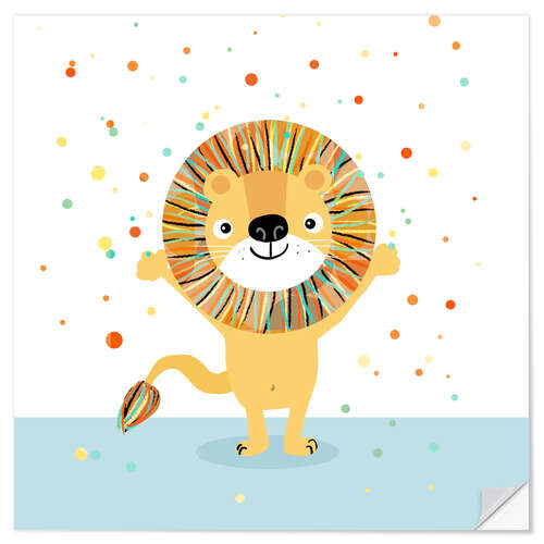 Selvklebende plakat Confetti Lion