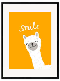 Inramat konsttryck Alpaka Smile