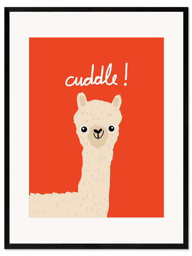Gerahmter Kunstdruck Alpaka Cuddle