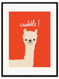 Ingelijste kunstdruk Alpaka Cuddle