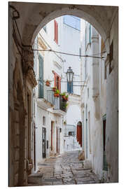 Aluminium print Alley in the white town of Ostuni, Puglia, Italy