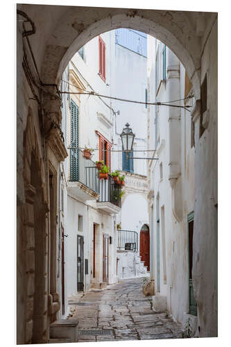 Foam board print Alley in the white town of Ostuni, Puglia, Italy